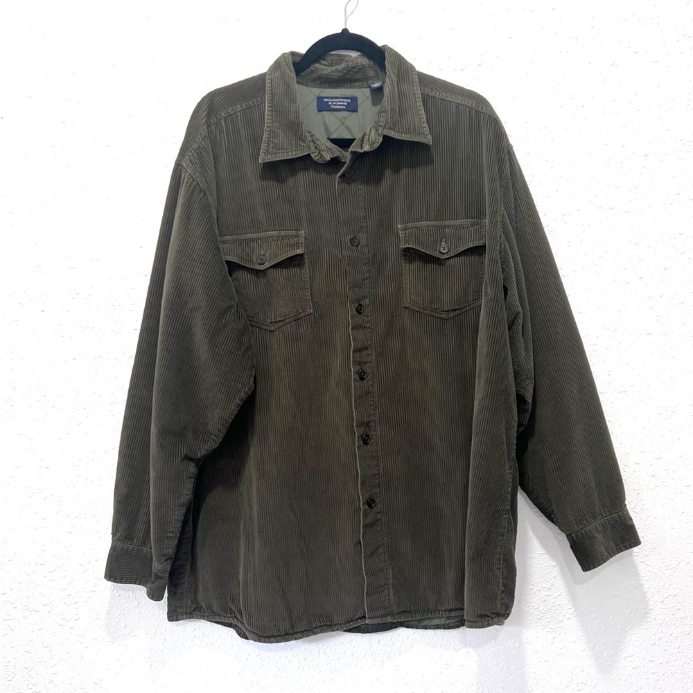 Roundtree & Yorke Green‎ Lightweight solid corduroy cotton Shirt Jacket XL